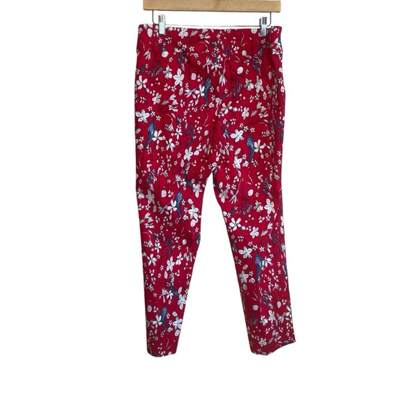Soft Surroundings Red Floral Pants Womens Large Ponte Bold Career Work Stretch - Picture 3 of 8